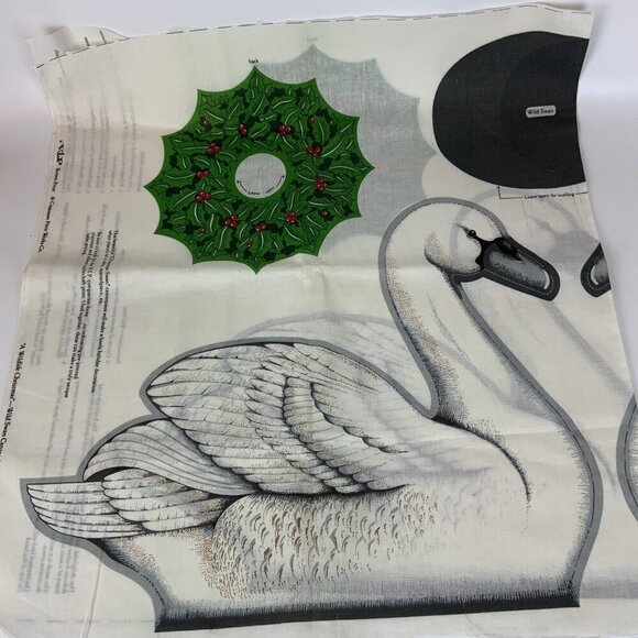 Cranston Print Works Cut and Sew Panel Wildlife Christmas Wild Swan Centerpiece - Picture 1 of 4